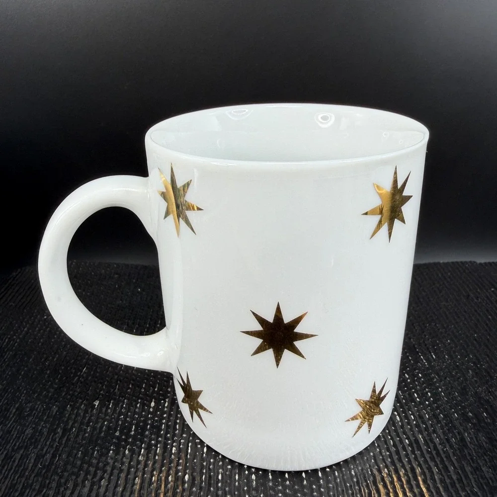 Pier‎ 1 Gold Starburst White Ceramic Coffee Mugs Cups Set of 2 Monno Bangladesh
